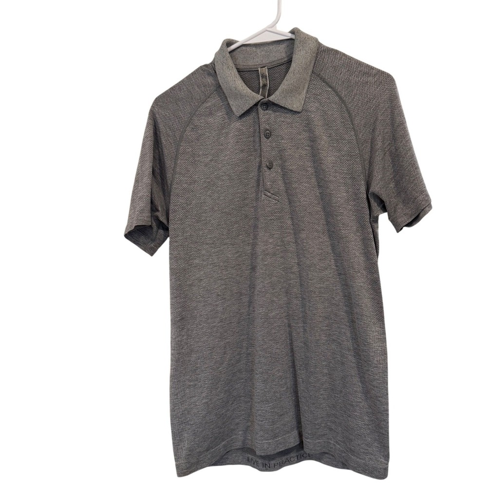 Lululemon Mens Metal Vent Tech Polo Shirt Heathered Grey Short Sleeve Size Small